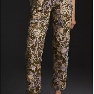 Pilcro The Wanderer Low Rise Pants Multi Color with Gold Threads